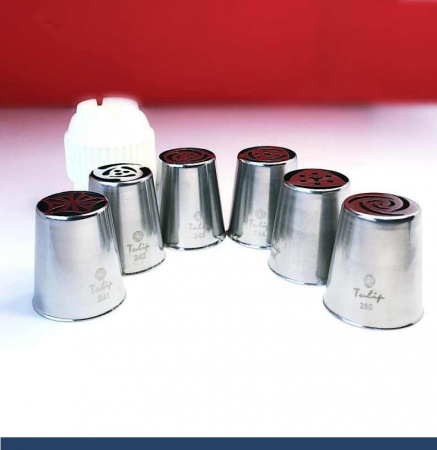 Набор (III) 6 кондитерских насадок - тюльпан одним движением 241,242,243,244,245,260 L+ размер Tulip, Корея