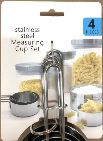 Мерные чашки набор 4 шт из нержавеющей стали для жидких и сухих продуктов | 0.6-250 гр/мл Мерные чашки набор 4 шт из нержавеющей стали для жидких и сухих продуктов | 0.6-250 гр/мл