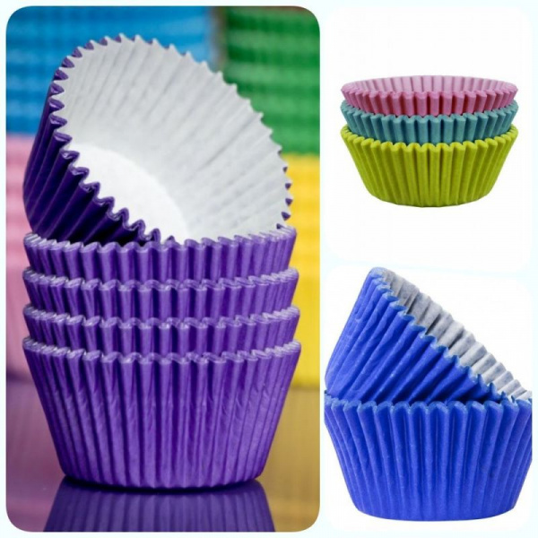 Бумажная капсула для выпечки капкейков Ø низ 5 см, высота 3 см | 100 шт. Цветная