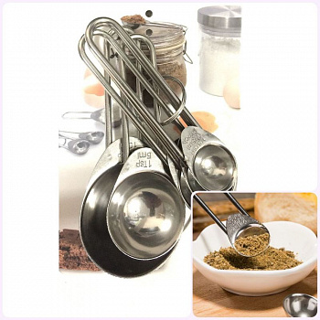 Мерные ложки набор 5 шт из нержавеющей стали для жидких и сухих продуктов 0.75-15 г/мл Мерные ложки набор 5 шт из нержавеющей стали для жидких и сухих продуктов 0.75-15 г/мл