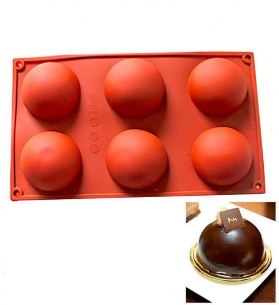 Форма силиконовая Полусфера 6 фигур 68*35 мм (2)