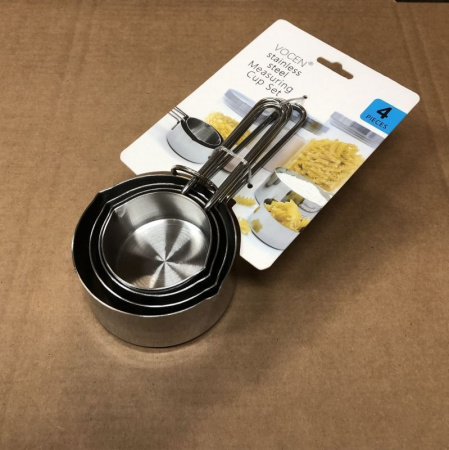 Мерные чашки набор 4 шт из нержавеющей стали для жидких и сухих продуктов | 0.6-250 гр/мл Мерные чашки набор 4 шт из нержавеющей стали для жидких и сухих продуктов | 0.6-250 гр/мл